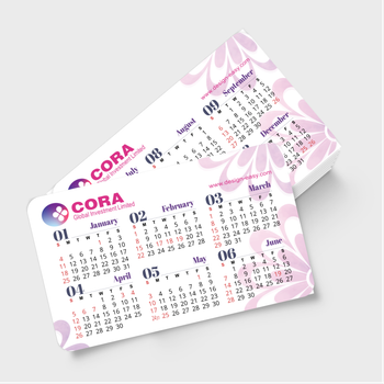 2026年曆卡 圓角 粉色花紋底 calendar card 90mm x 54mm