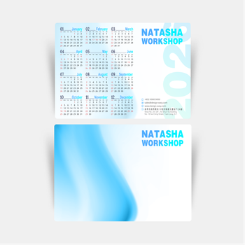 2026年曆卡 藍白潤色 calendar card