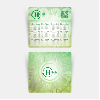 2026年曆卡 綠色漸變花紋底 calendar card