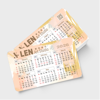 2026年曆卡 帶二維碼 圓角 膚色筆刷國風 calendar card