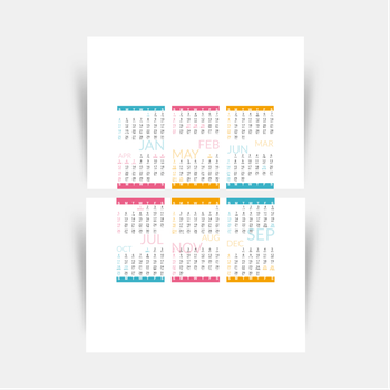 自製2026年曆卡 白底藍梅紅黃裝飾 calendar card A5 size 210x148mm