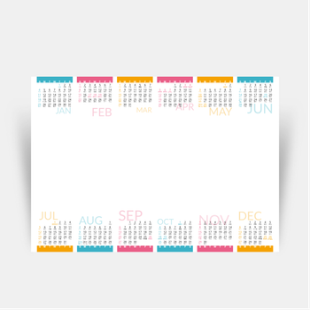 2026年曆咭製作 白底藍梅紅黃裝飾 calendar card