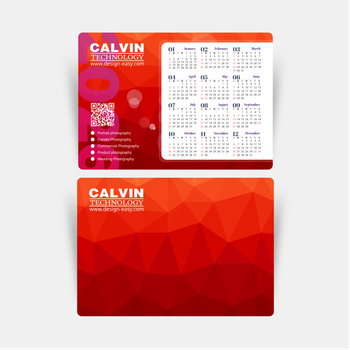 2026年曆卡 紅色漸變3d立體視覺 A5 size 210x148mm calendar card
