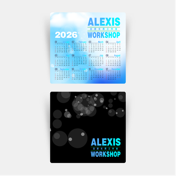 2026年曆卡 黑色圓點光藍色漸變 calendar card