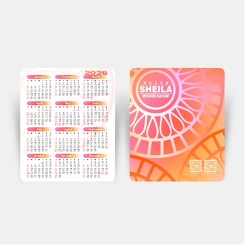 2026年曆卡 粉橙花紋底 calendar card