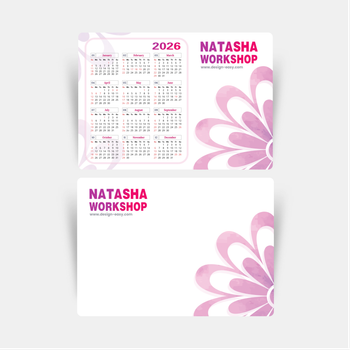 2026年曆宣傳咭 粉色浪漫花紋底 A5 size 210x148mm calendar card