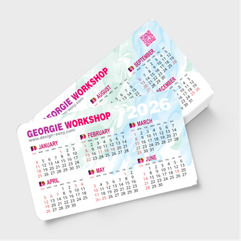 2026年曆卡 圓角 帶二維碼 藍綠漸變 calendar card 90mm x 54mm