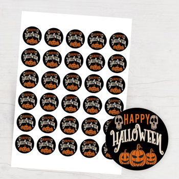 萬聖節主題模板，黑底橙米配色，南瓜骷髏元素 