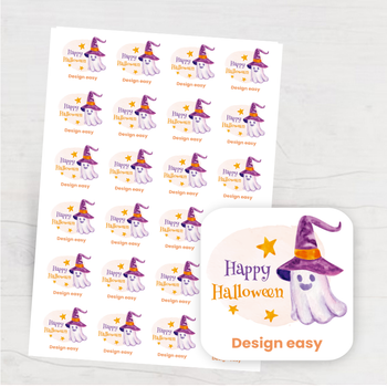 萬聖節主題模板，幽靈星星元素，柔和色彩搭配 