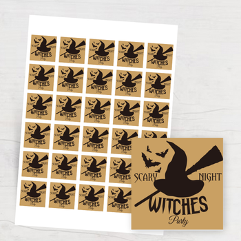 萬聖節主題模板，女巫帽蝙蝠元素，黑棕配色 