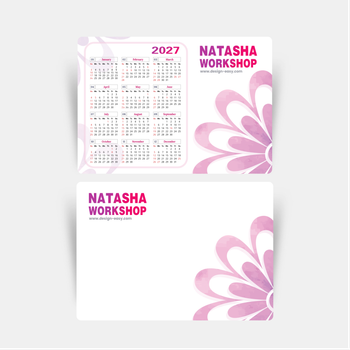 2027年曆宣傳咭 粉色浪漫花紋底 A5 size 210x148mm calendar card