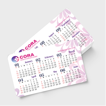 2027年曆卡 圓角 粉色花紋底 calendar card 90mm x 54mm