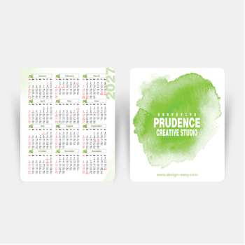 2027年曆卡 綠色墨痕國風 calendar card