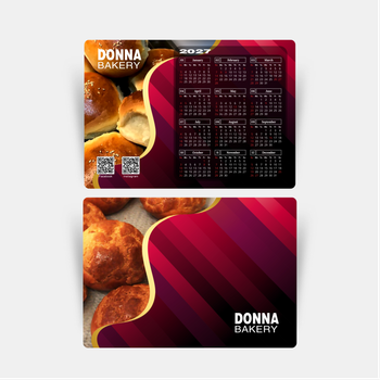 2027年曆卡 紅色條紋美食誘惑 A5 size 210x148mm calendar card