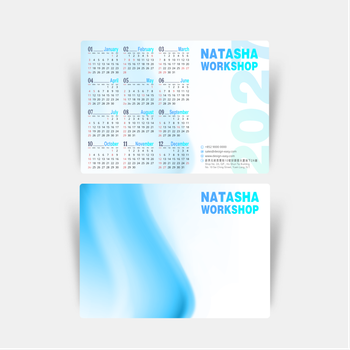 2027年曆卡 藍白潤色 calendar card