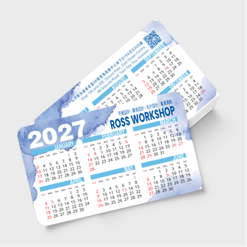 2027年曆卡 圓角 藍色墨跡國風 calendar card
