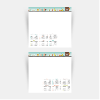 香港2027年年曆咭 綠色插圖裝飾 calendar card