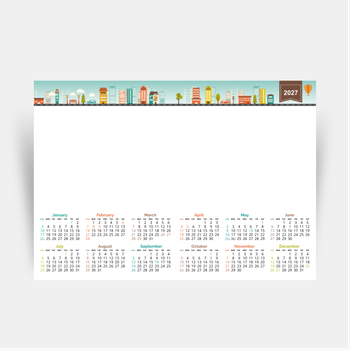 2027年香港年曆咭 綠色插圖裝飾 calendar card