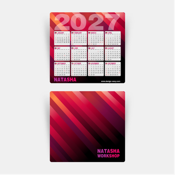 2027年曆卡定製 紅色條紋 calendar card