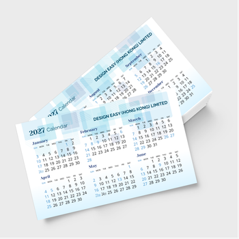 2027年曆卡 藍色小色塊透明度漸變 calendar card 90mm x 54mm
