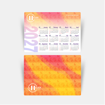 2027年曆卡 梅紅橙色漸變 calendar card