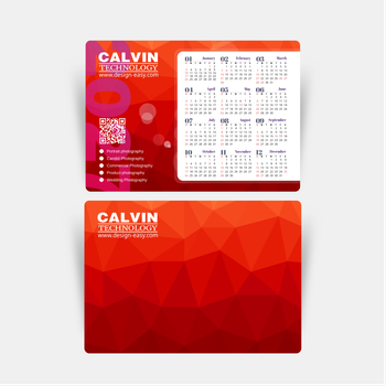 2027年曆卡 紅色漸變3d立體視覺 A5 size 210x148mm calendar card