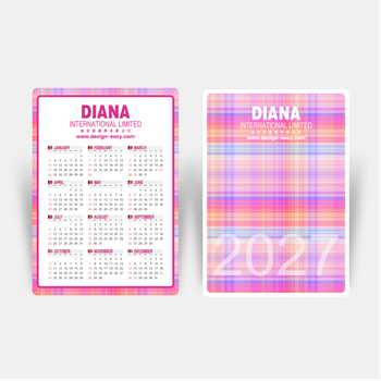 2027年曆卡 炫彩粉色布紋 calendar card