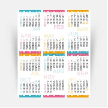 2027年曆咭設計 年曆咭 A5 90mm x 108mm calendar card