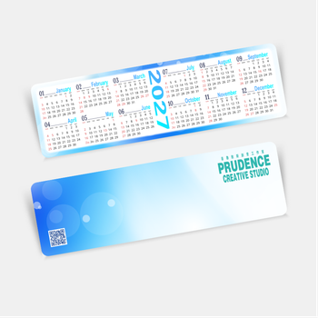 2027年曆卡 摺叠卡 藍色漸變圓點光  180mm x 54mm calendar card