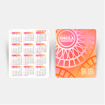 2027年曆卡 粉橙花紋底 calendar card