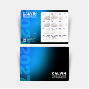 2027年曆卡 藍色漸變圓點光 calendar card