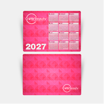 2027年曆卡 梅紅3D視覺文理風格 A5 size 210x148mm calendar card
