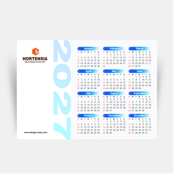 2027年曆卡 白底藍色裝飾 calendar card