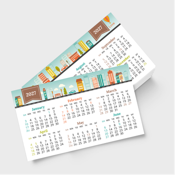 年曆卡2027香港 綠色插圖裝飾 calendar card