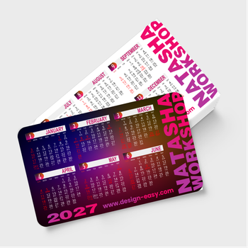2027年曆卡 圓角 紫褐漸變 calendar card 90mm x 54mm
