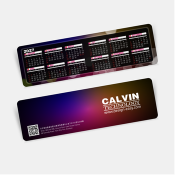 2027年曆卡 折卡 黑色彌紅紫  180mm x 54mm calendar card
