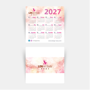 2027年曆卡 年曆咭 鮮花淡底溫馨風 calendar card