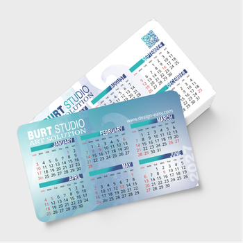 2027年曆咭 圓角 帶二維碼 藍綠漸變 calendar card