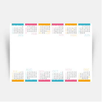 2027年曆咭製作 白底藍梅紅黃裝飾 calendar card