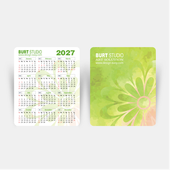 2027年曆卡 綠色花紋底 calendar card