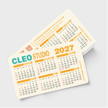 2027年曆卡 年曆咭片 圓角 黃色祥雲底紋 calendar cards