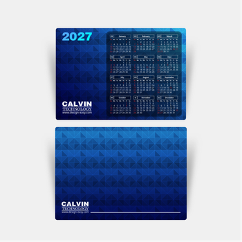 2027年曆卡 藍色漸變3D視覺文理 calendar card