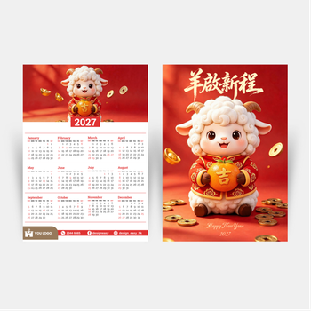 羊啟新程 中國傳統節慶風格模板，紅金配色吉祥元素 