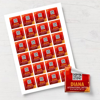 方形直角紅橙色帶二維碼label