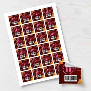 方形直角深紅色帶條碼label