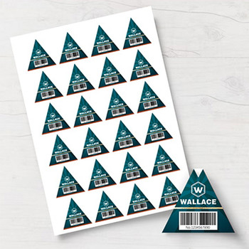 三角形深藍底帶條碼宣傳label