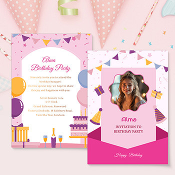 紫色浪漫生日卡