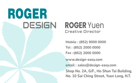 名片設計-綠色花紋底設計創意(橫向卡片)-背面-卡片設計-Design Easy