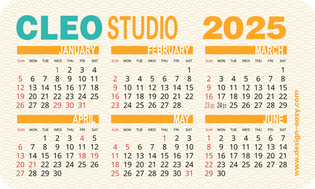 2025年曆卡 年曆咭片 圓角 黃色祥雲底紋 calendar cards-正面-年曆卡設計-Design Easy