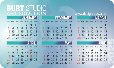 2025年曆咭 圓角 帶二維碼 藍綠漸變 calendar card-正面-年曆卡設計-Design Easy